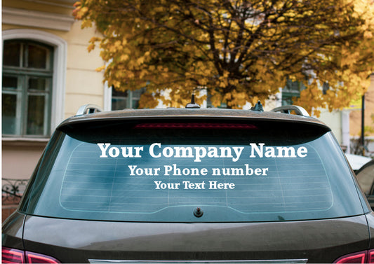 Personalised Business Name sticker, Rear window car decal your text VW BMW Audi