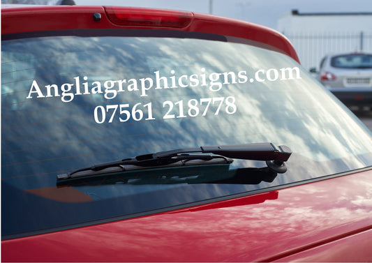 Personalised 2 lines rear window decal Car & Van Vinyl Web Site,Signs Stickers